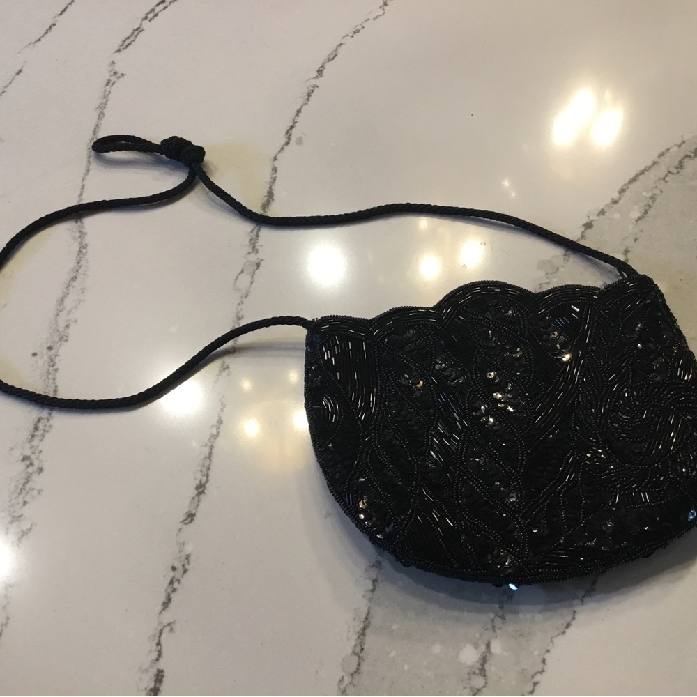Vintage Beaded Black Evening Bag